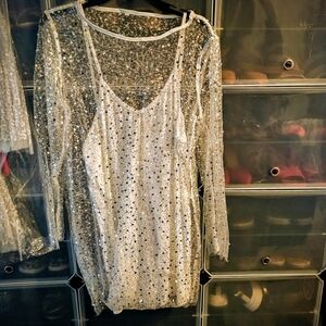 Sparkling Silver Sequin Dress